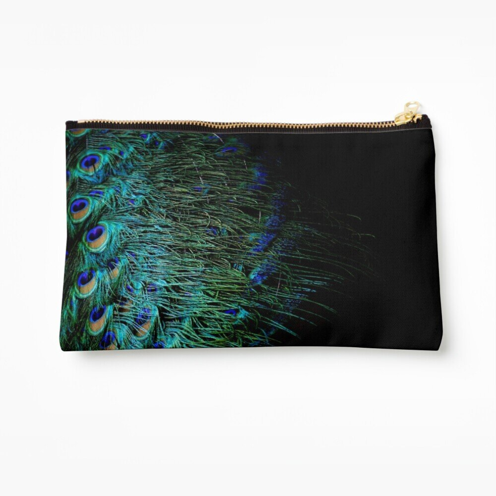 Whibos Makeup Bag Peacock Feathers On A Black Cosmetic Organizer Tyvek Paper Bags Zipper Pouch