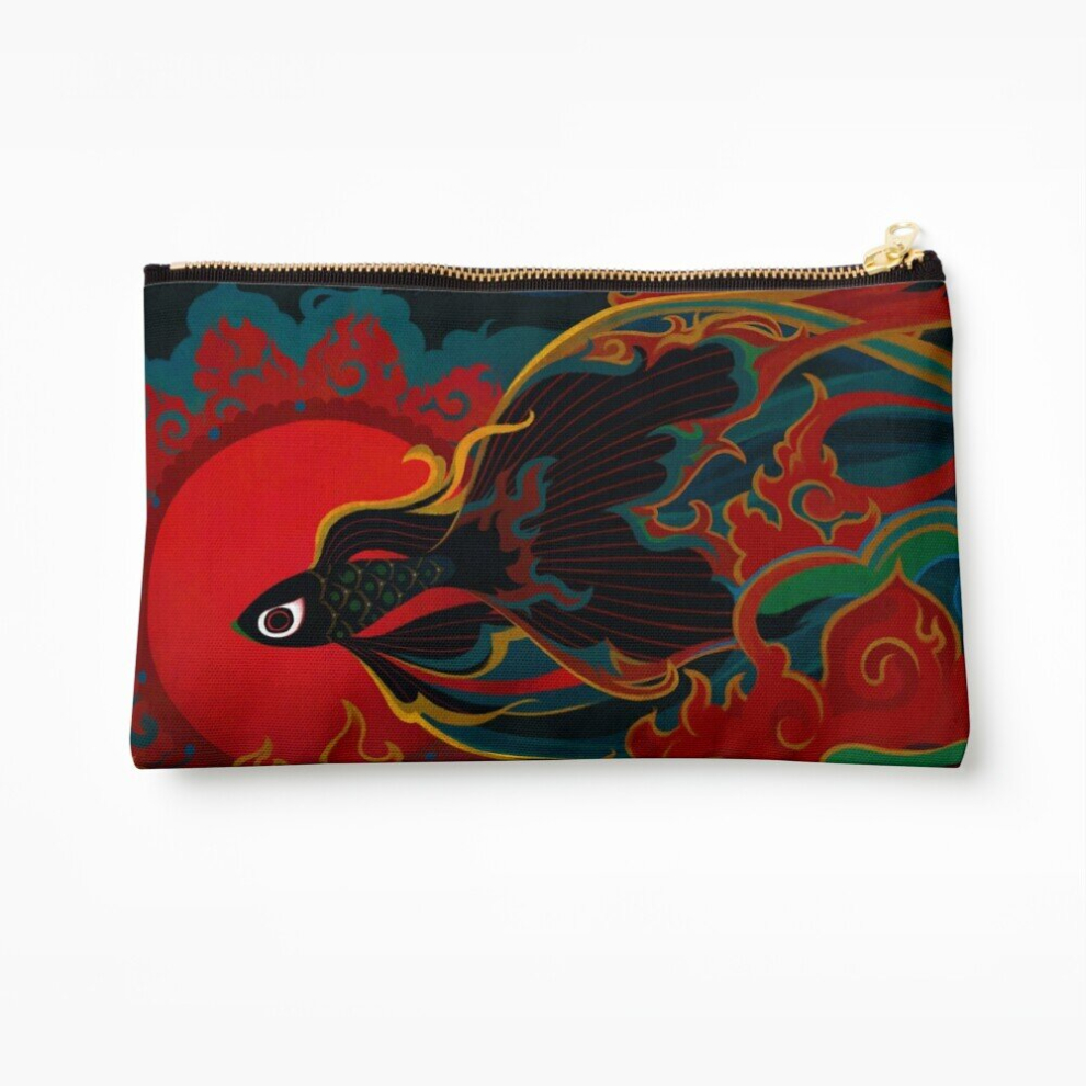 Whibos Makeup Bag Fire Fish Cosmetic Organizer Tyvek Paper Bags Zipper Pouch