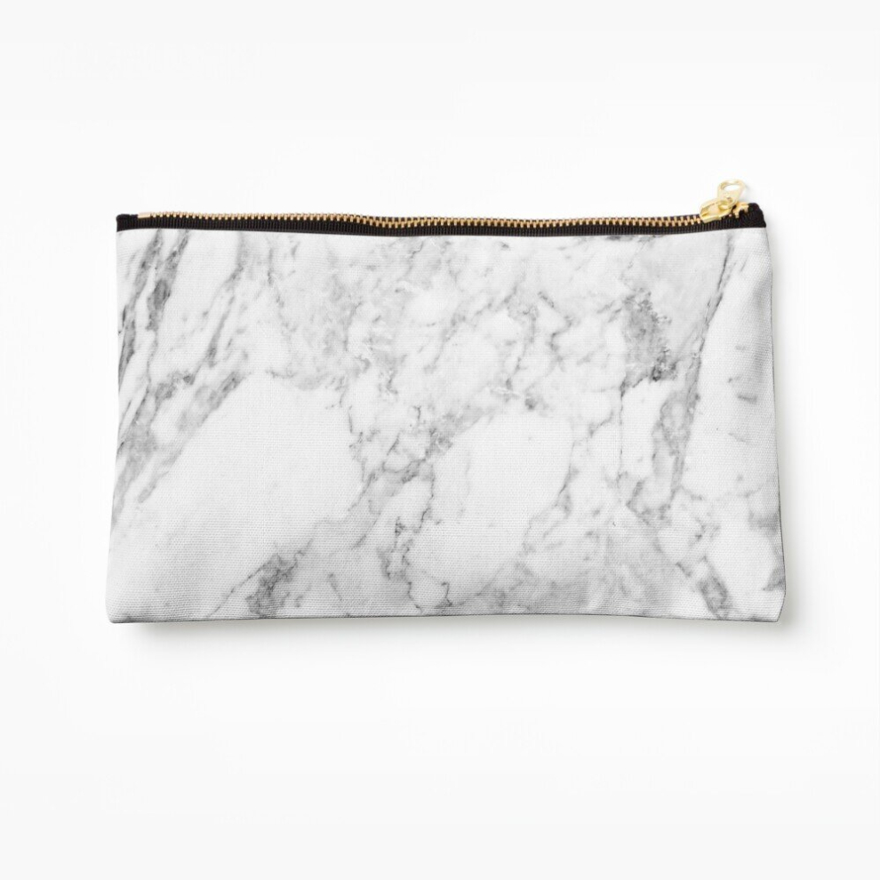 Whibos White Makeup Bag Marble Print Cosmetic Organizer Tyvek Paper Bags Zipper Pouch