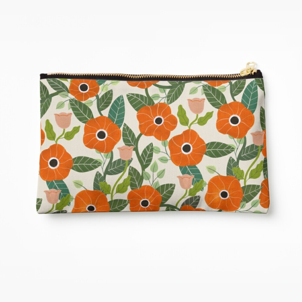 Whibos Makeup Bag Poppies Cosmetic Organizer Tyvek Paper Bags Zipper Pouch