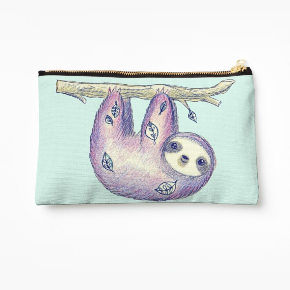 Whibos Purple Makeup Bag Leaf Sloth Cosmetic Organizer Tyvek Paper Bags Zipper Pouch