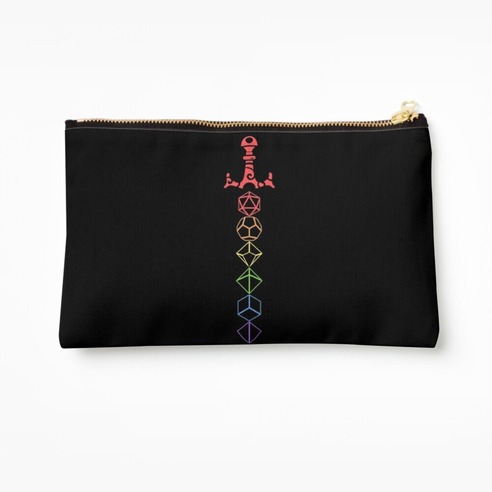 Whibos Makeup Bag Rainbow Dice Sword Tabletop Rpg Gaming Cosmetic Organizer Tyvek Paper Bags Zipper Pouch