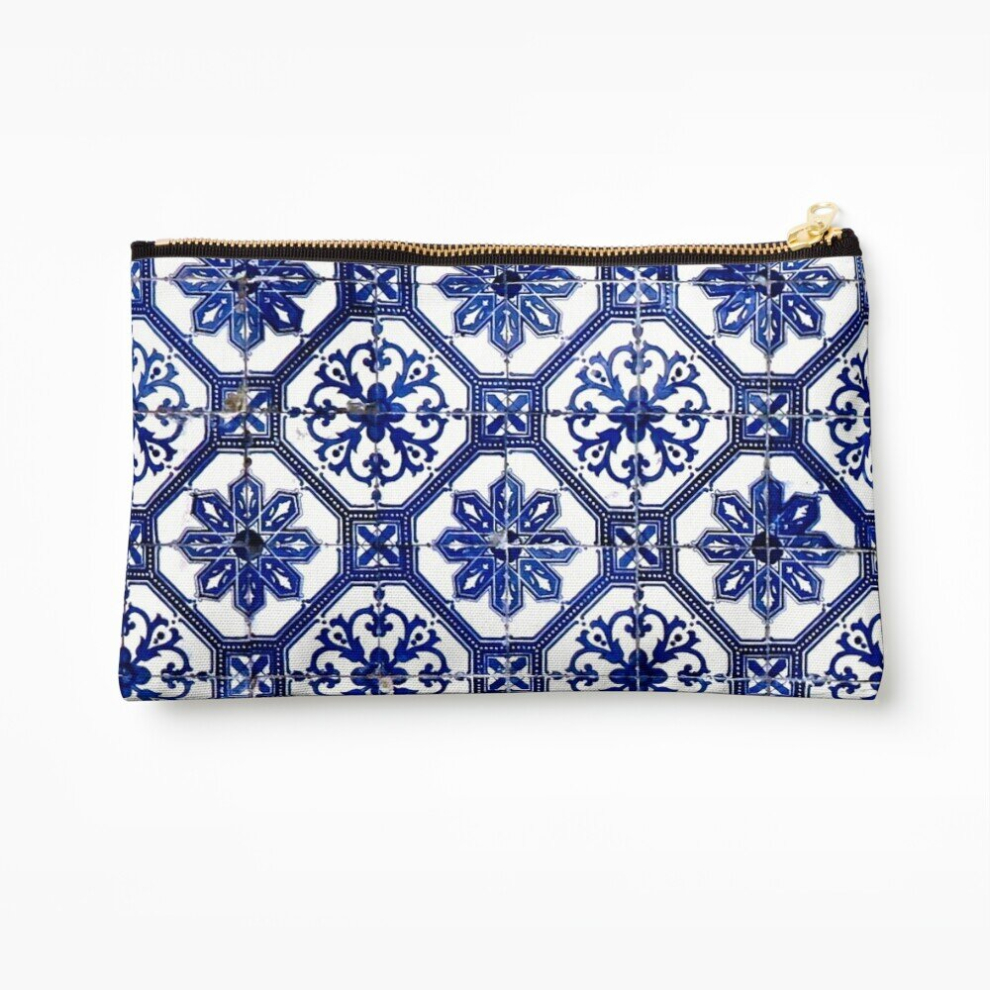 Whibos Makeup Bag Blue And White Portuguese Tile Cosmetic Organizer Tyvek Paper Bags Zipper Pouch