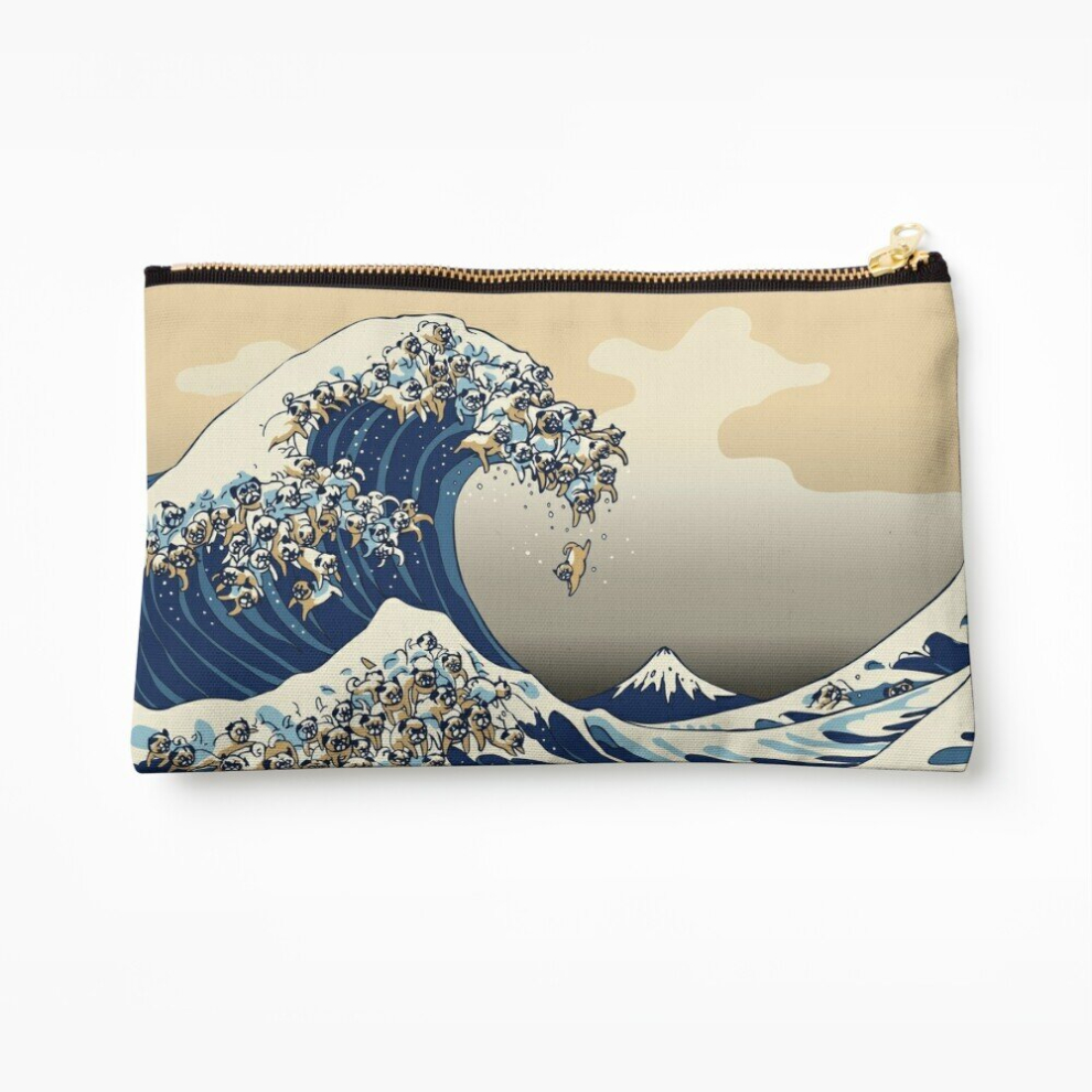 Whibos Makeup Bag The Great Wave Of Pugs Vanilla Sky Cosmetic Organizer Tyvek Paper Bags Zipper Pouch
