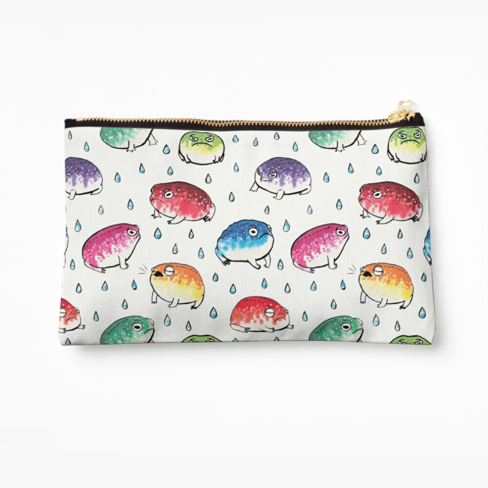 Whibos Makeup Bag Round Rain Frogs Cosmetic Organizer Tyvek Paper Bags Zipper Pouch