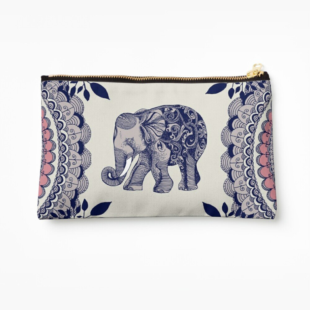 Whibos Pink Makeup Bag Pretty Elephant Cosmetic Organizer Tyvek Paper Bags Zipper Pouch