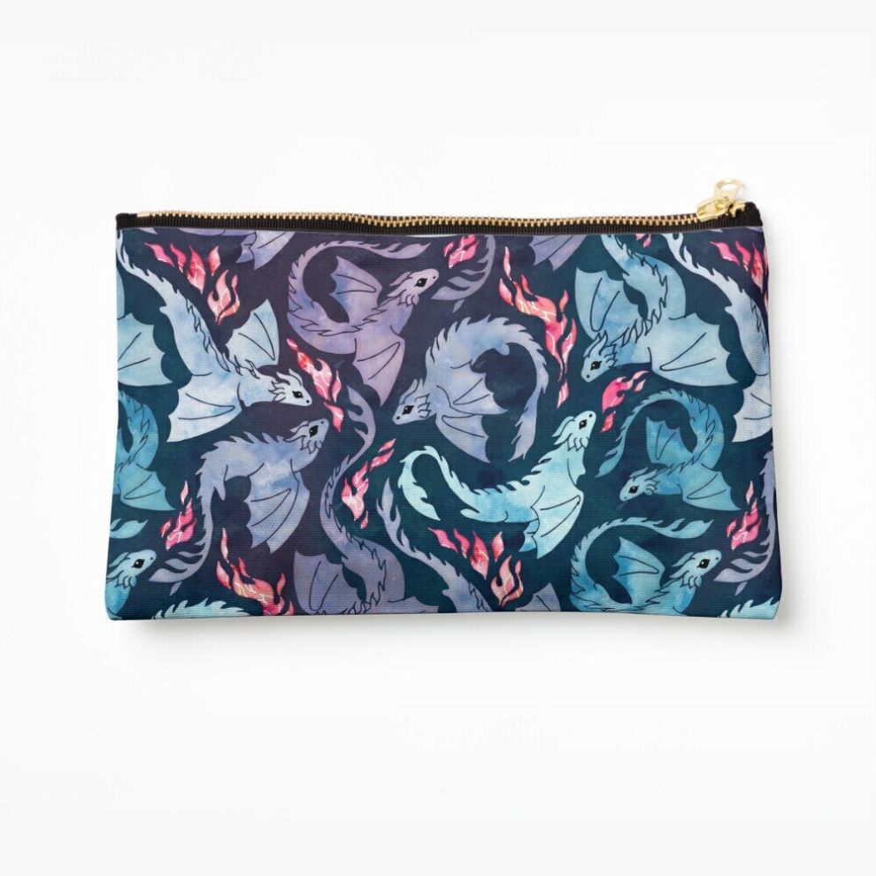 Whibos Dark/Turquoise/Purple Makeup Bag Dragon Fire And Cosmetic Organizer Tyvek Paper Bags Zipper Pouch