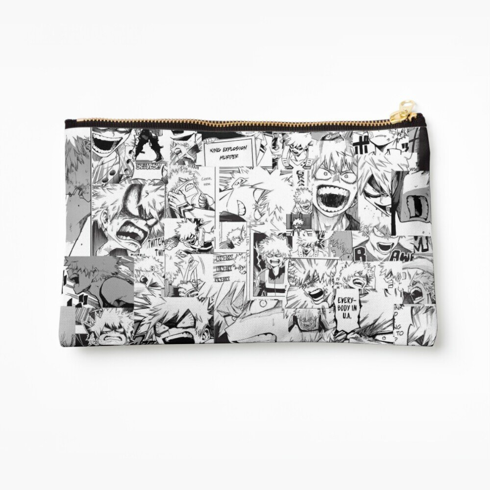 Whibos Makeup Bag Angry Bakugou Katsuki Collage Cosmetic Organizer Tyvek Paper Bags Zipper Pouch