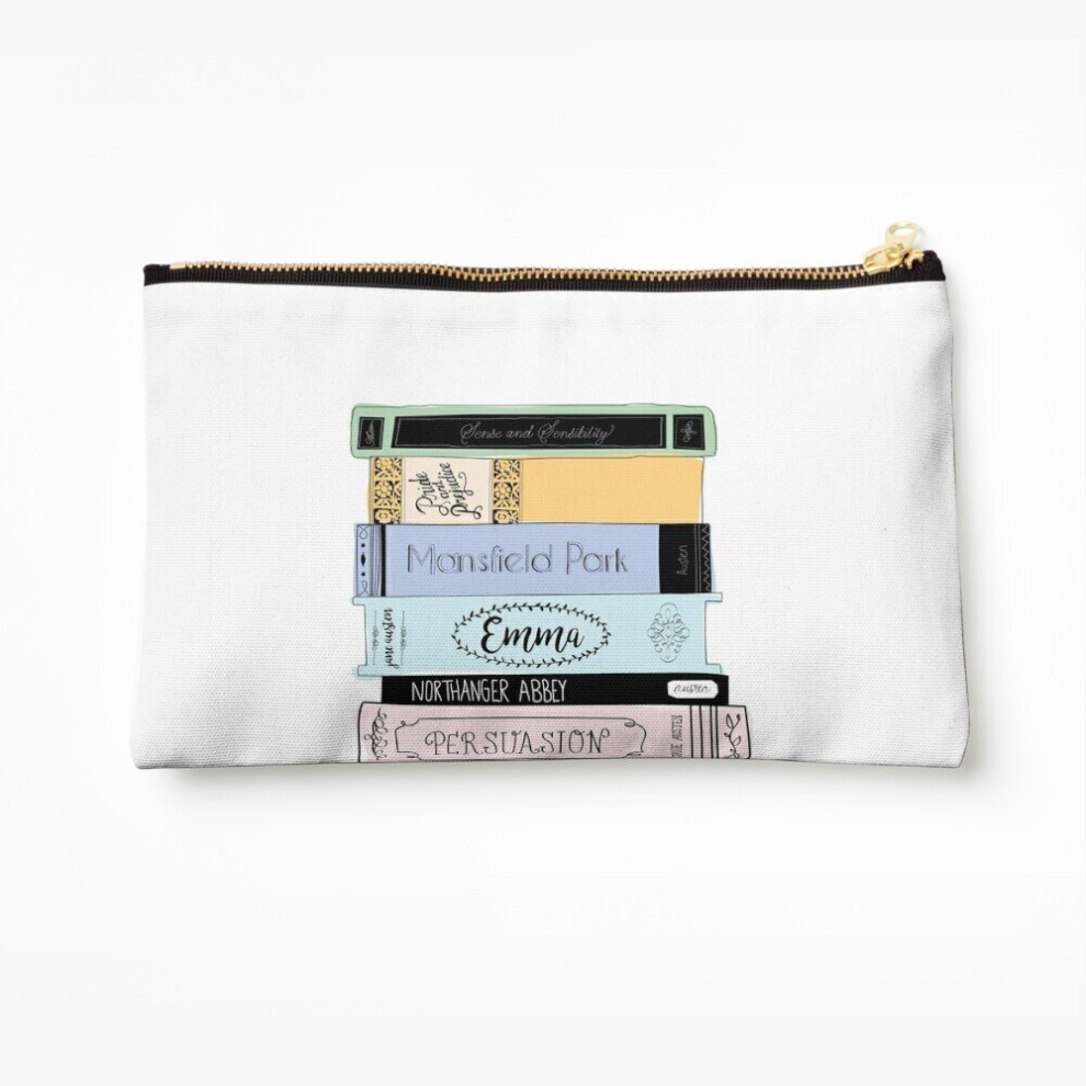 Whibos Makeup Bag Jane Austen Book Stack - Colour Cosmetic Organizer Tyvek Paper Bags Zipper Pouch