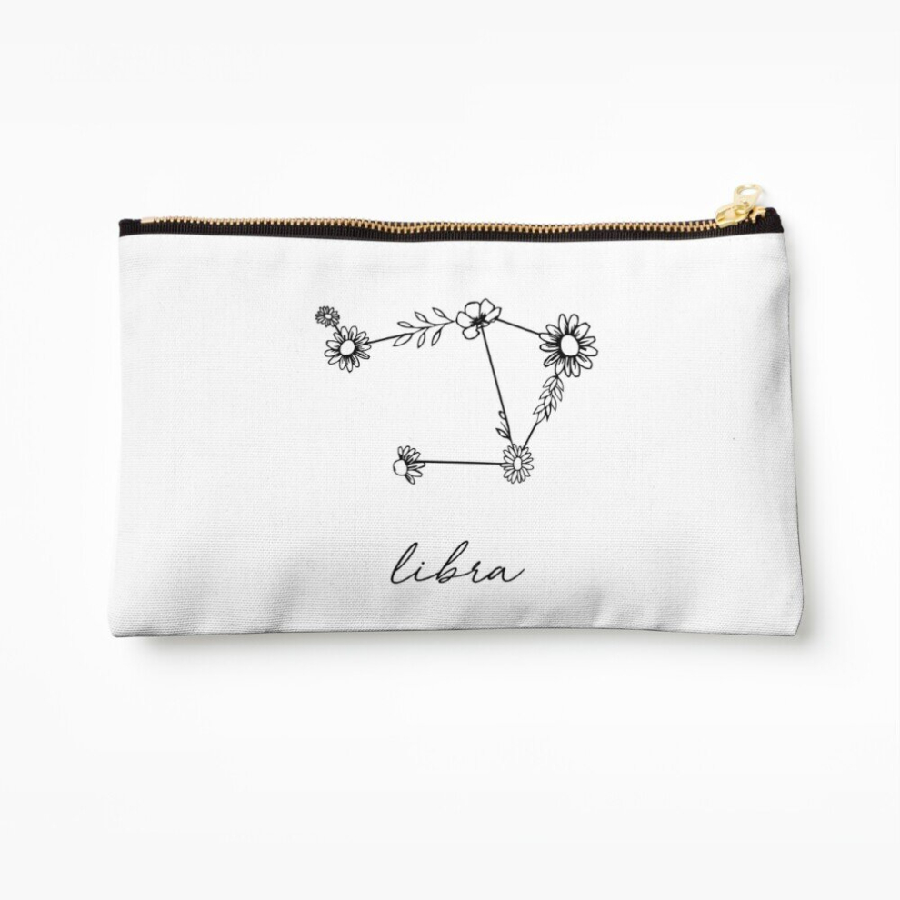 Whibos Makeup Bag Libra Zodiac Wildflower Constellation Cosmetic Organizer Tyvek Paper Bags Zipper Pouch