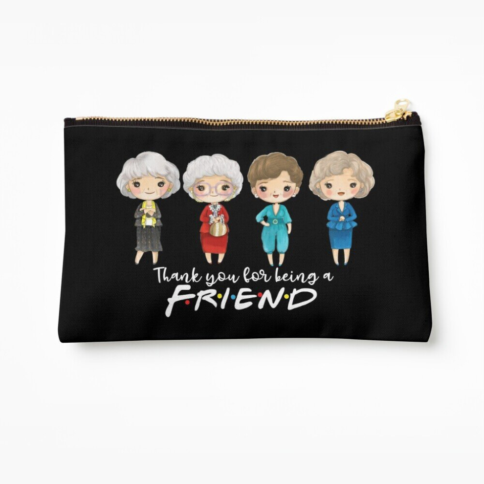 Whibos Golden Makeup Bag Thanks You For Being A Friend- Girls Cosmetic Organizer Tyvek Paper Bags Zipper Pouch