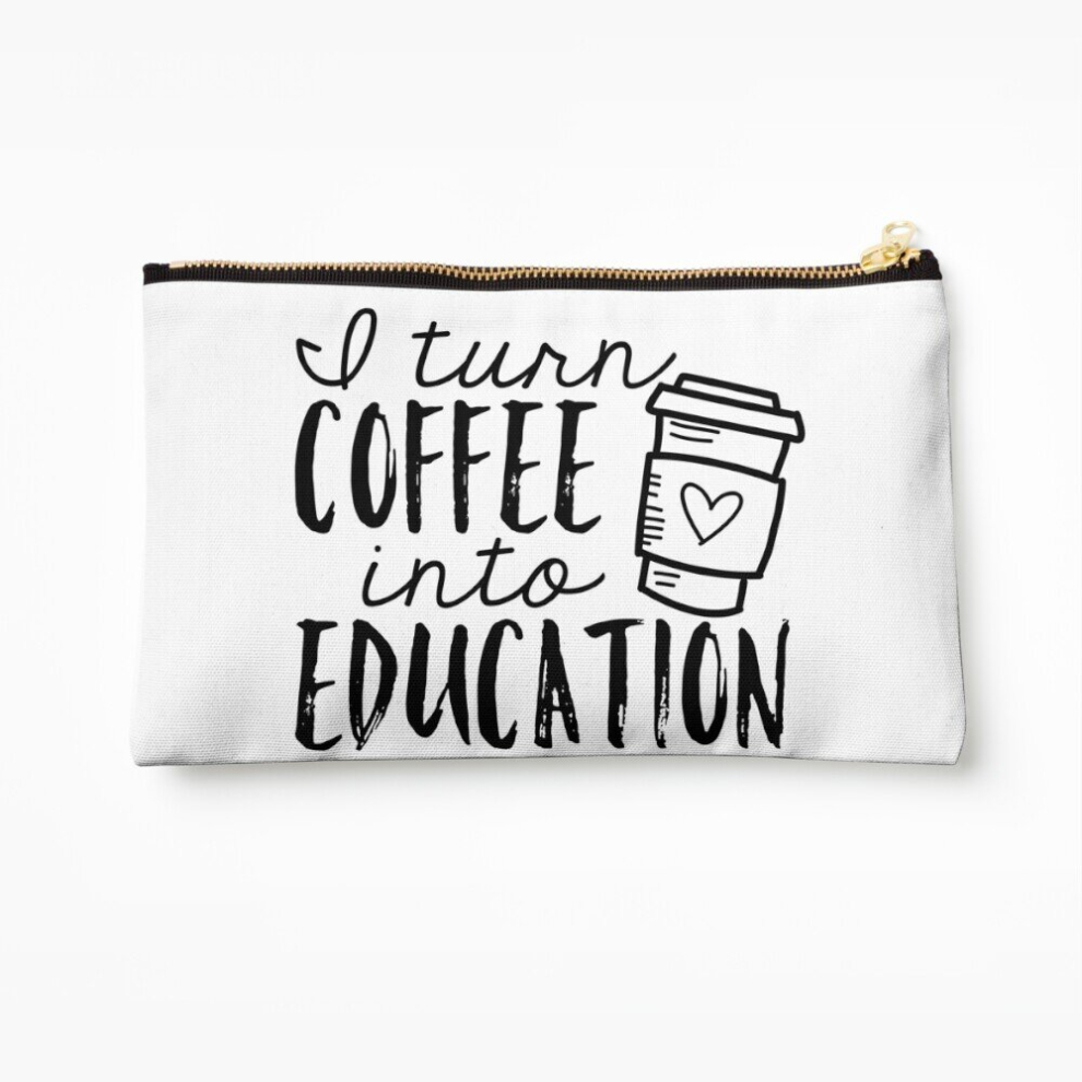 Whibos Makeup Bag I Turn Coffee Into Education Cosmetic Organizer Tyvek Paper Bags Zipper Pouch