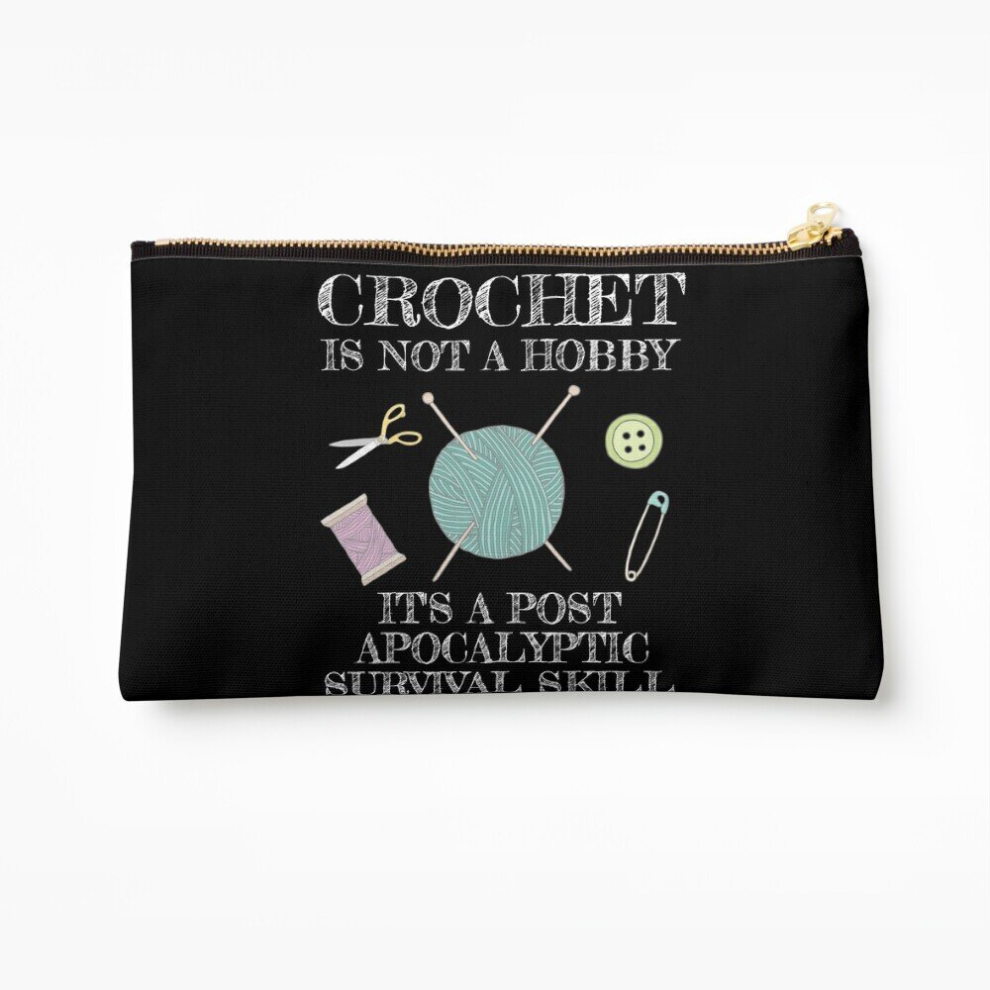 Whibos Makeup Bag Crochet Is Not A Hobby It's A Post Apocalyptic Survival Skill Cosmetic Organizer Tyvek Paper Bags Zipper Pouch