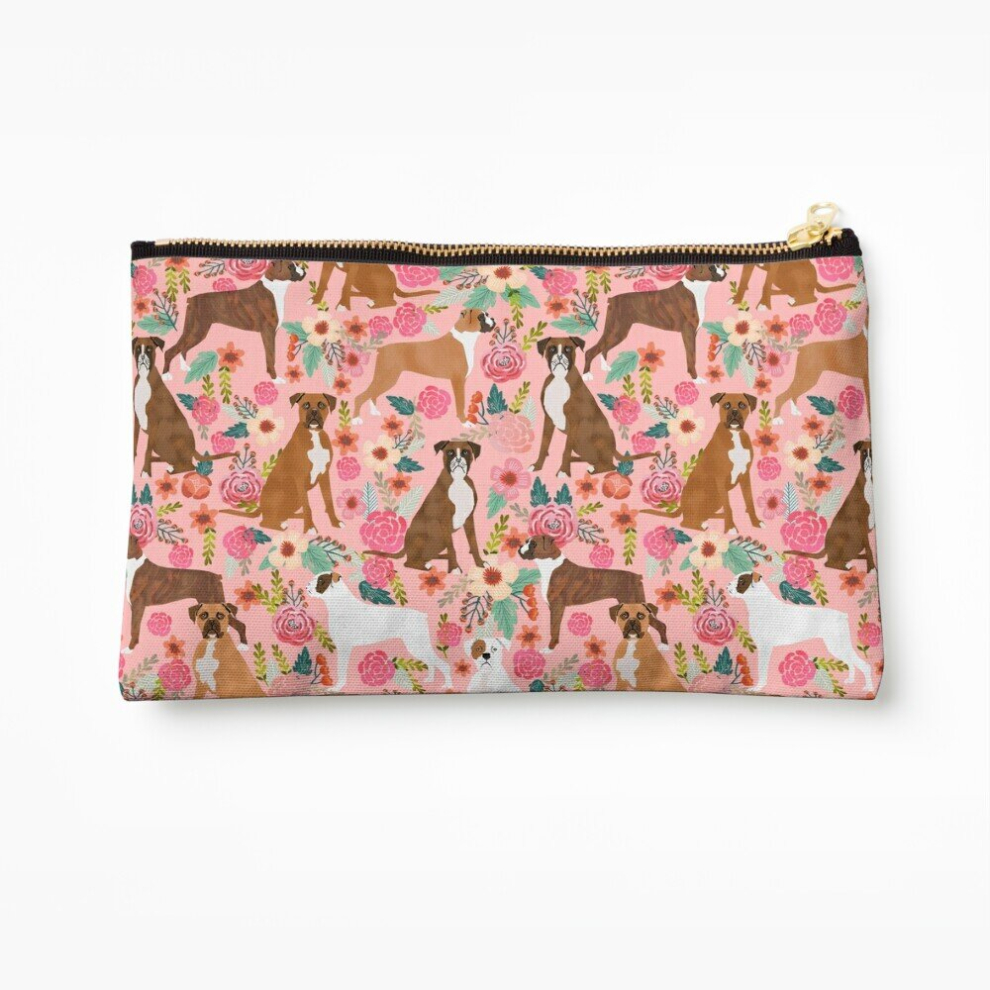 Makeup Bag Boxer dog mixed coat essential gifts for Boxers owners florals Cosmetic Organizer Tyvek Paper Bags Zipper Pouch