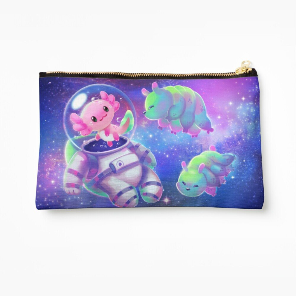 Whibos Makeup Bag Axolotl Astronaut Cosmetic Organizer Tyvek Paper Bags Zipper Pouch