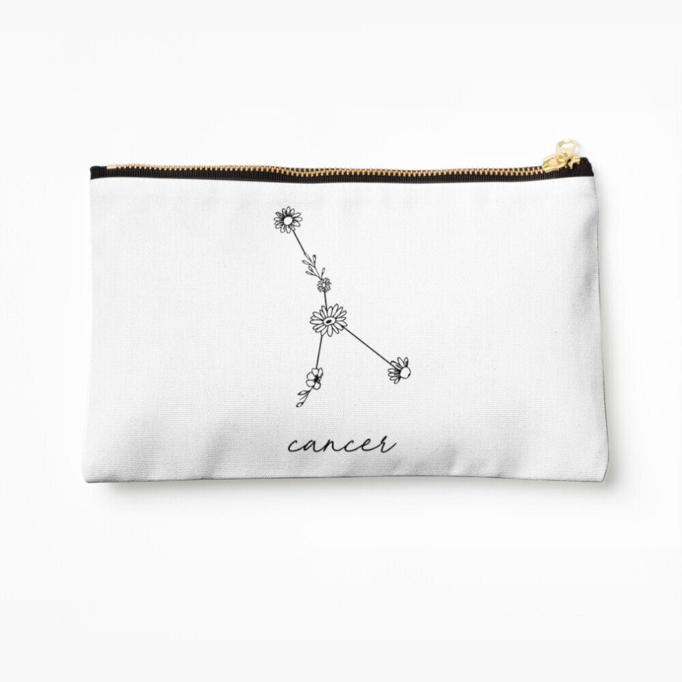Whibos Makeup Bag Cancer Zodiac Wildflower Constellation Cosmetic Organizer Tyvek Paper Bags Zipper Pouch