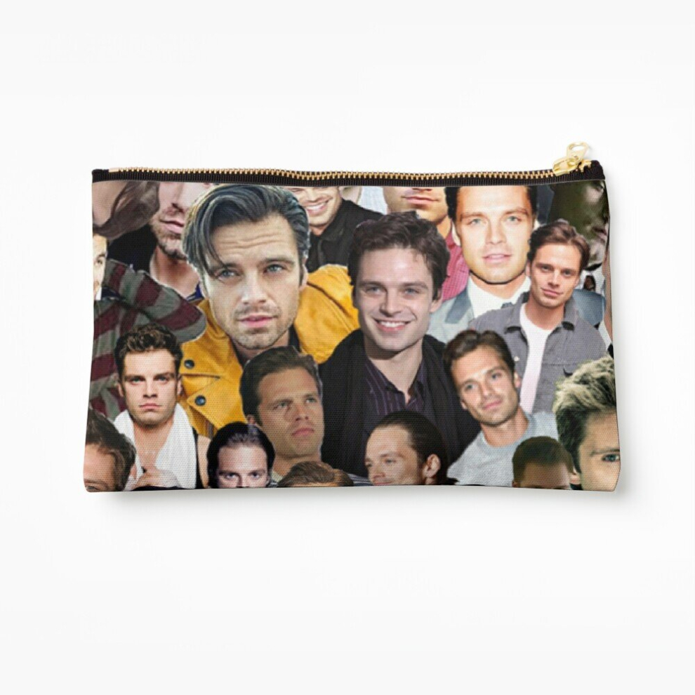 Whibos Makeup Bag Sebastian Stan Collage Cosmetic Organizer Tyvek Paper Bags Zipper Pouch