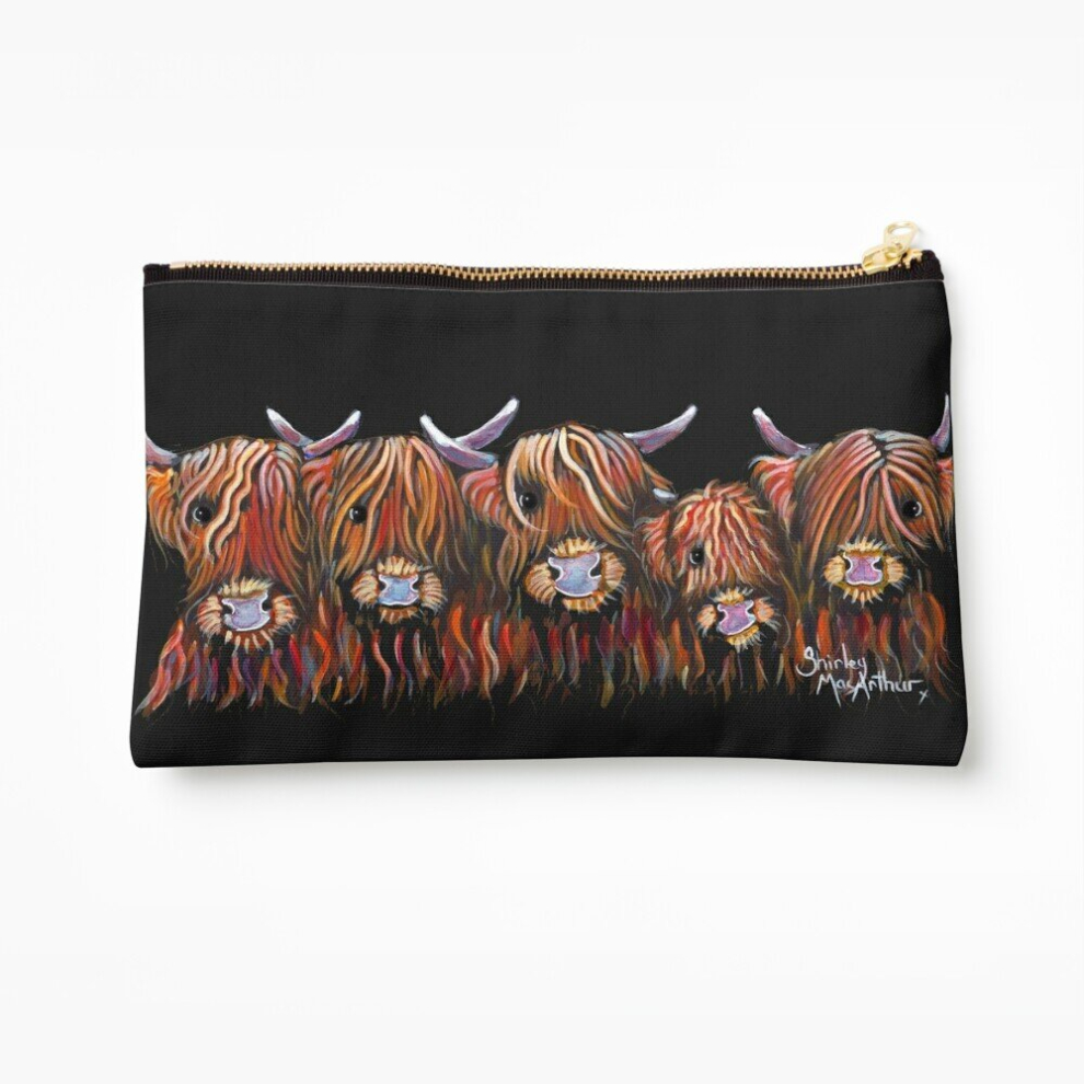 Whibos Makeup Bag Scottish Highland Hairy Cows 'The Hairy Bunch Of Coos' Cosmetic Organizer Tyvek Paper Bags Zipper Pouch