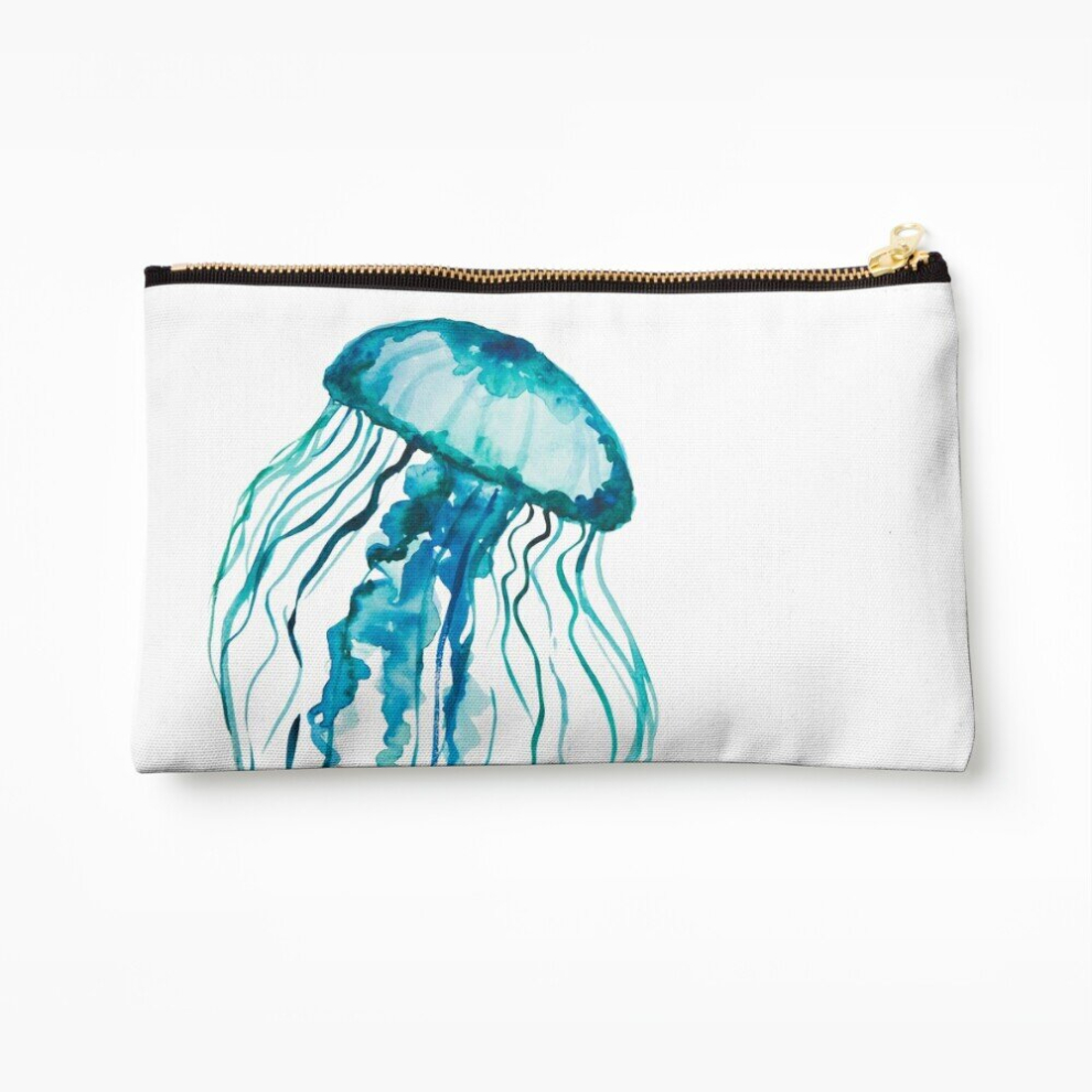 Whibos Makeup Bag Watercolor Jellyfish Cosmetic Organizer Tyvek Paper Bags Zipper Pouch
