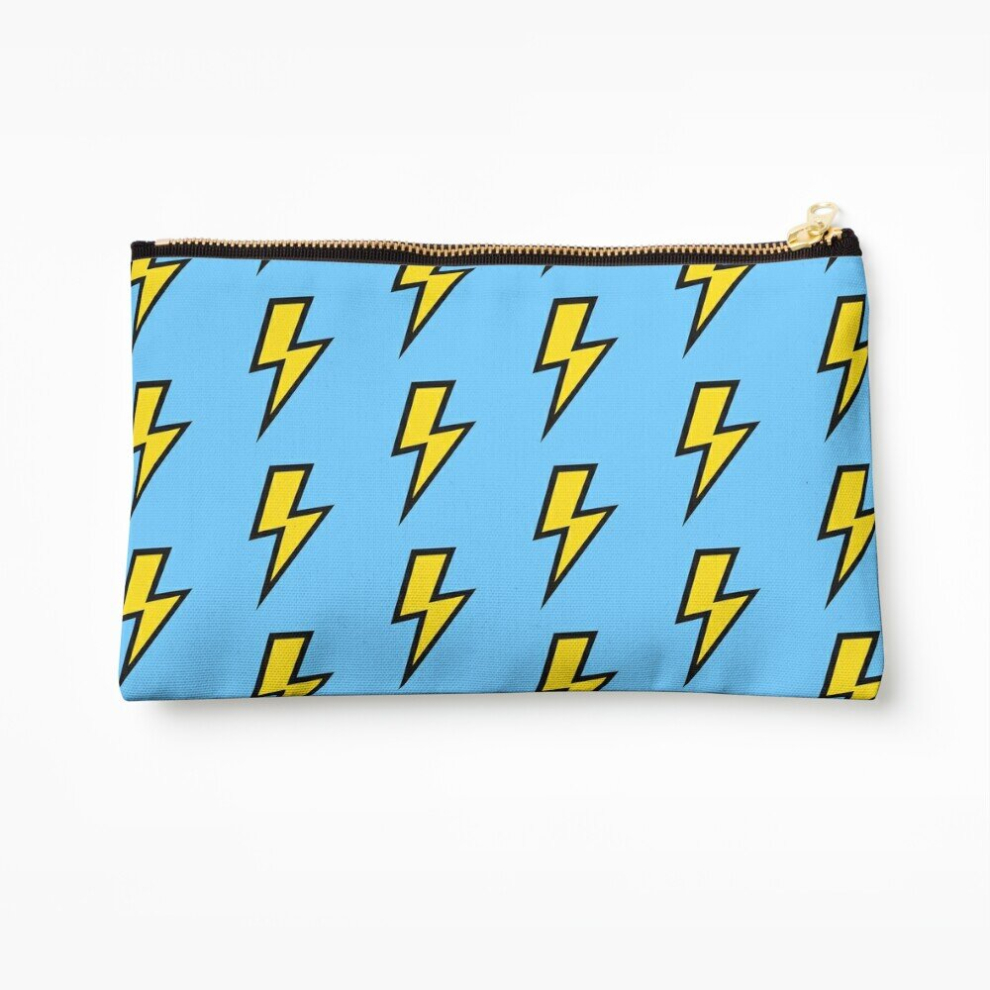 Whibos Yellow/Blue Makeup Bag Lightning Bolts With Bright Cosmetic Organizer Tyvek Paper Bags Zipper Pouch