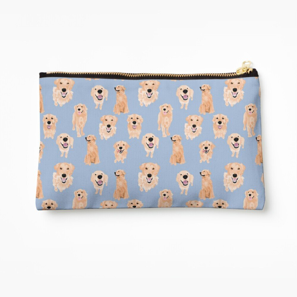 Whibos Golden/Blue Makeup Bag Retrievers On Cosmetic Organizer Tyvek Paper Bags Zipper Pouch