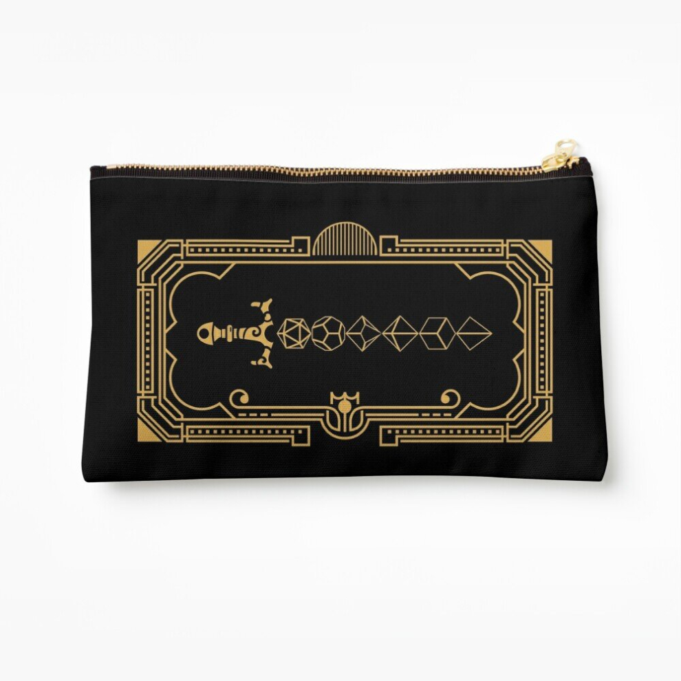 Whibos Golden Makeup Bag Framed Polyhedral Dice Sword Cosmetic Organizer Tyvek Paper Bags Zipper Pouch