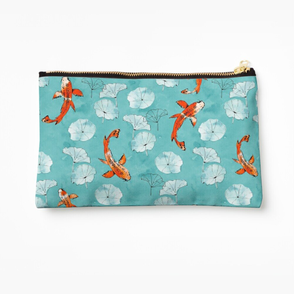 Whibos Turquoise Makeup Bag Waterlily Koi In Cosmetic Organizer Tyvek Paper Bags Zipper Pouch