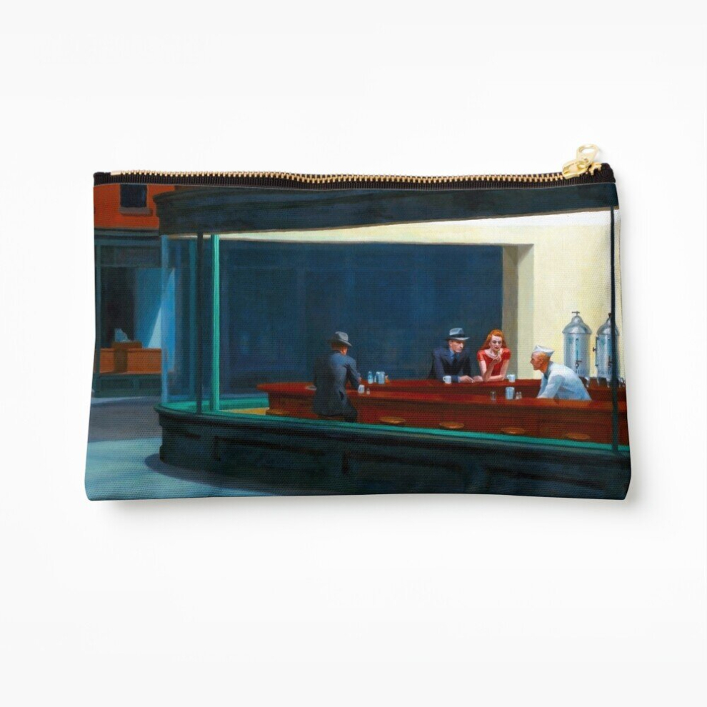 Whibos Makeup Bag "Nighthawks" By Edward Hopper (1942) Cosmetic Organizer Tyvek Paper Bags Zipper Pouch