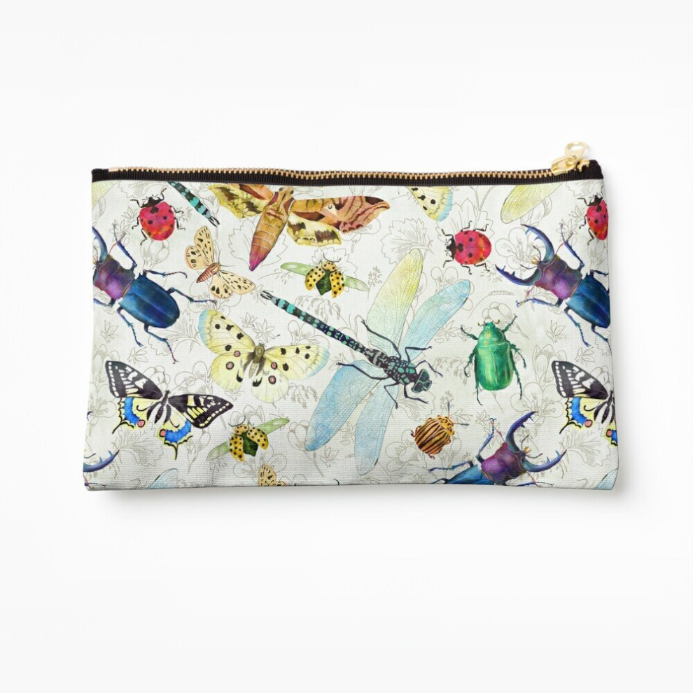 Whibos Makeup Bag Watercolor Insects Cosmetic Organizer Tyvek Paper Bags Zipper Pouch
