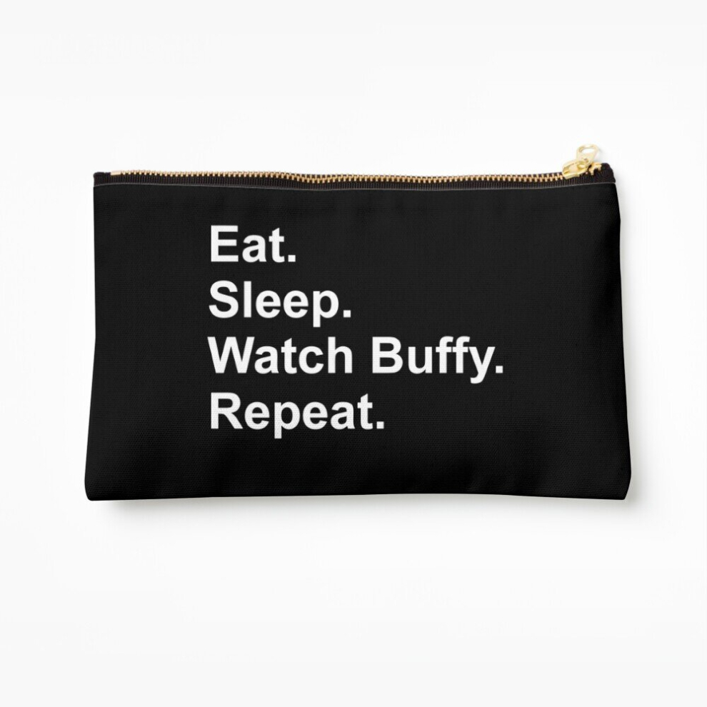Whibos Makeup Bag Eat. Sleep. Watch Buffy. Repeat. Cosmetic Organizer Tyvek Paper Bags Zipper Pouch