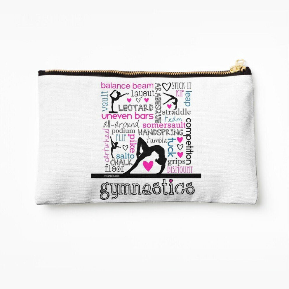 Whibos Makeup Bag Gymnastics Tri-Color Typography Cosmetic Organizer Tyvek Paper Bags Zipper Pouch