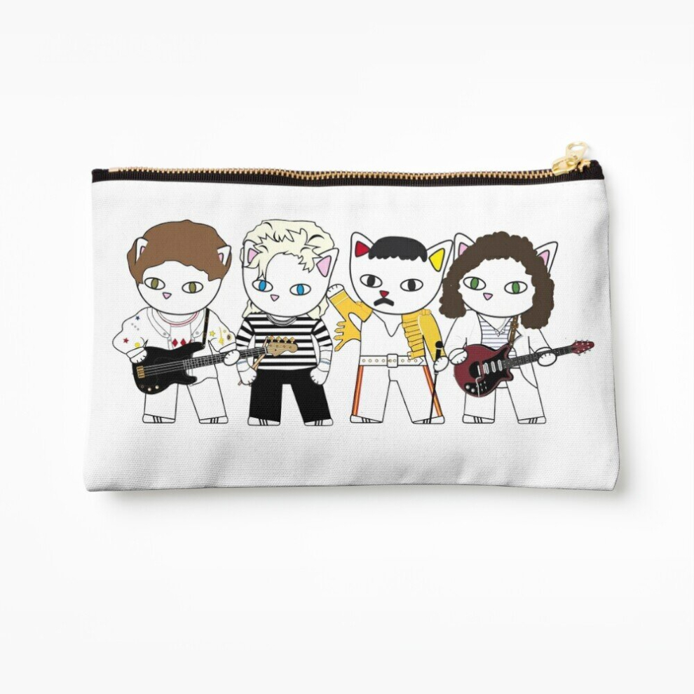 Whibos Makeup Bag Meow Rock Band Cosmetic Organizer Tyvek Paper Bags Zipper Pouch
