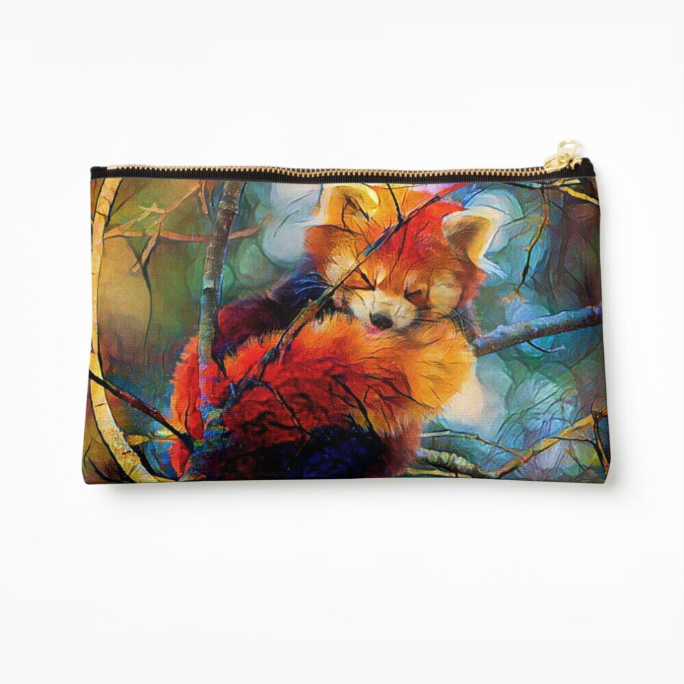 Whibos Red Makeup Bag Autumnal Panda Cosmetic Organizer Tyvek Paper Bags Zipper Pouch