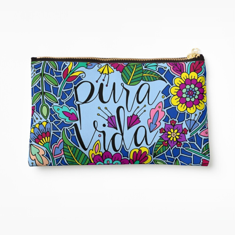 Whibos Makeup Bag Pura Vida| Costa Rica| Lettering| Quote Cosmetic Organizer Tyvek Paper Bags Zipper Pouch