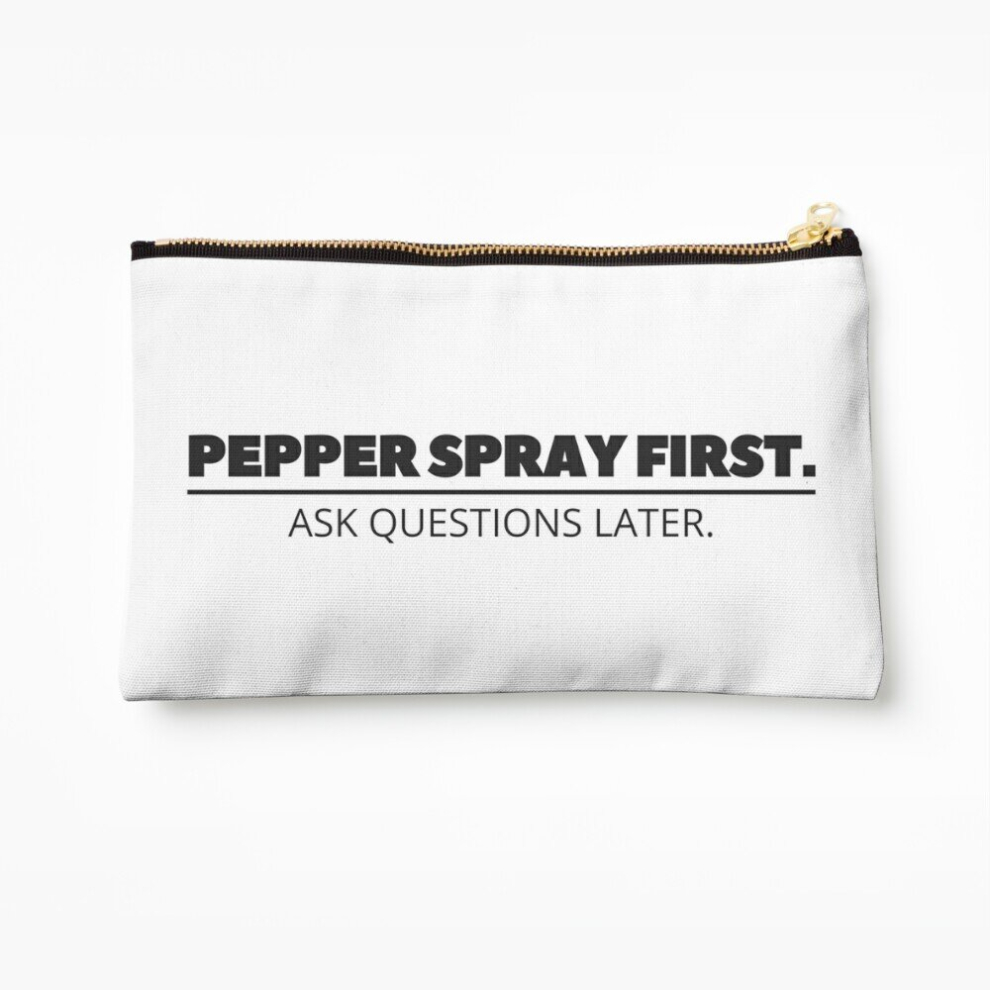 Whibos Makeup Bag "Pepper Spray First, Ask Questions Later" My Favorite Murder Podcast Cosmetic Organizer Tyvek Paper Bags Zipper Pouch
