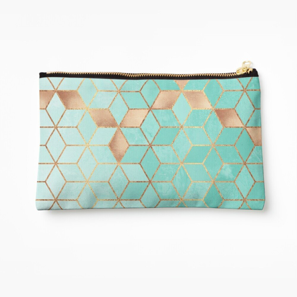 Whibos Makeup Bag Soft Gradient Aquamarine Cosmetic Organizer Tyvek Paper Bags Zipper Pouch