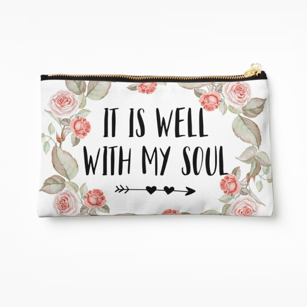 Whibos Makeup Bag It Is Well With My Soul - Christian Quote Cosmetic Organizer Tyvek Paper Bags Zipper Pouch