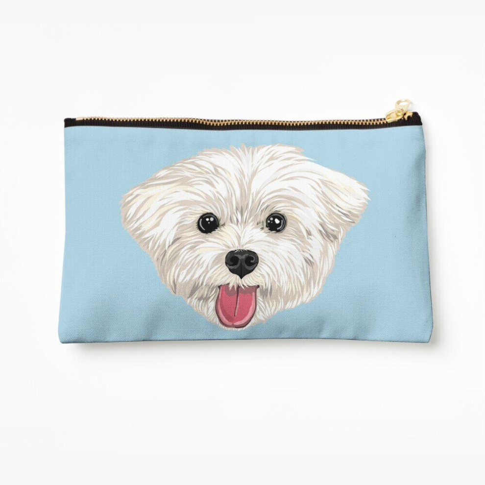 Whibos Makeup Bag Maru The Maltese (Face Only) Cosmetic Organizer Tyvek Paper Bags Zipper Pouch
