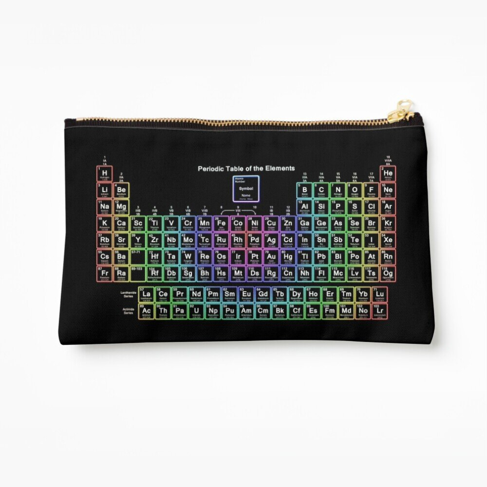 Whibos Makeup Bag Neon Rainbow Periodic Table Cosmetic Organizer Tyvek Paper Bags Zipper Pouch