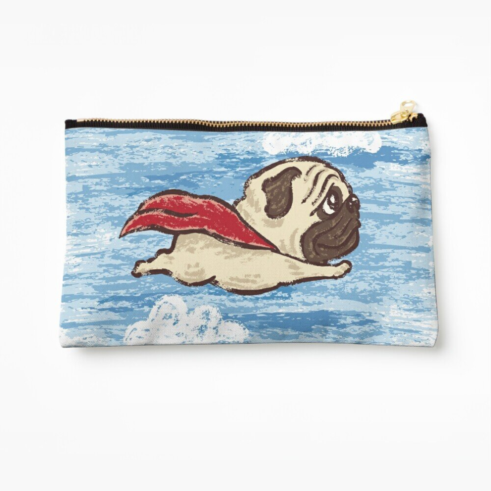 Whibos Makeup Bag Flying Pug Cosmetic Organizer Tyvek Paper Bags Zipper Pouch