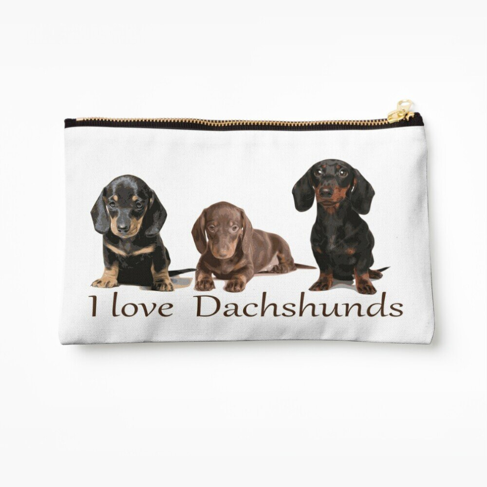 Whibos Makeup Bag I Love Dachshunds Cosmetic Organizer Tyvek Paper Bags Zipper Pouch