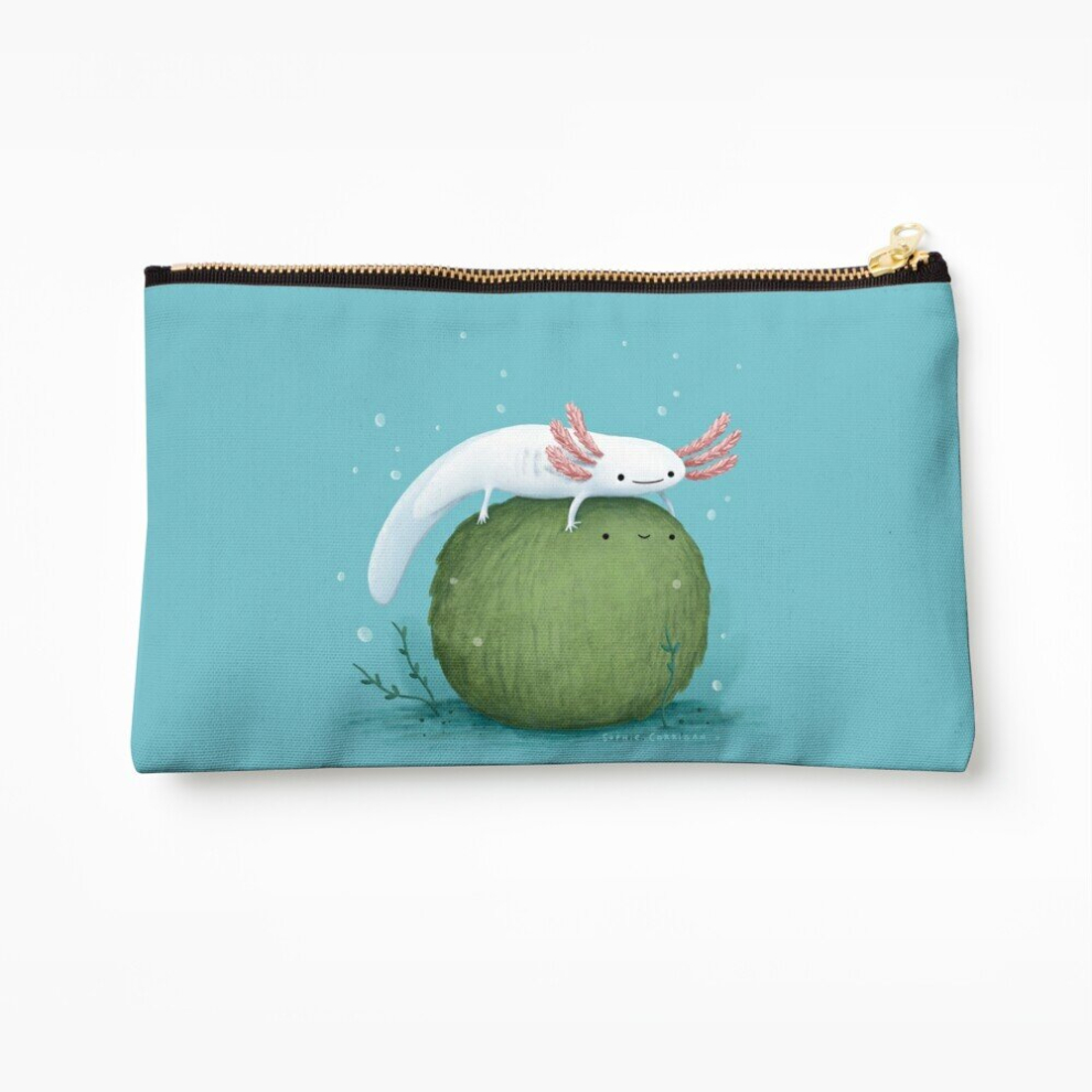 Whibos Makeup Bag Axolotl On A Mossball Cosmetic Organizer Tyvek Paper Bags Zipper Pouch