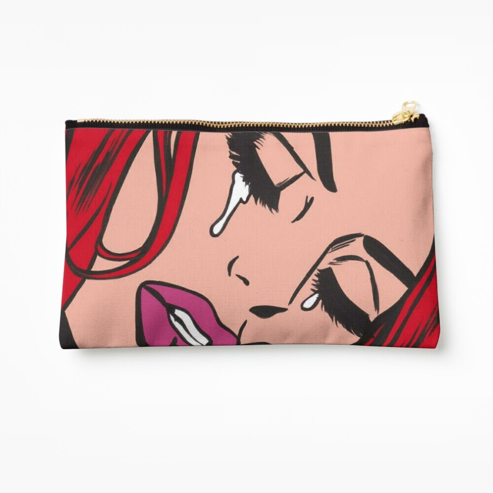 Whibos Red Makeup Bag Crying Comic Girl Cosmetic Organizer Tyvek Paper Bags Zipper Pouch