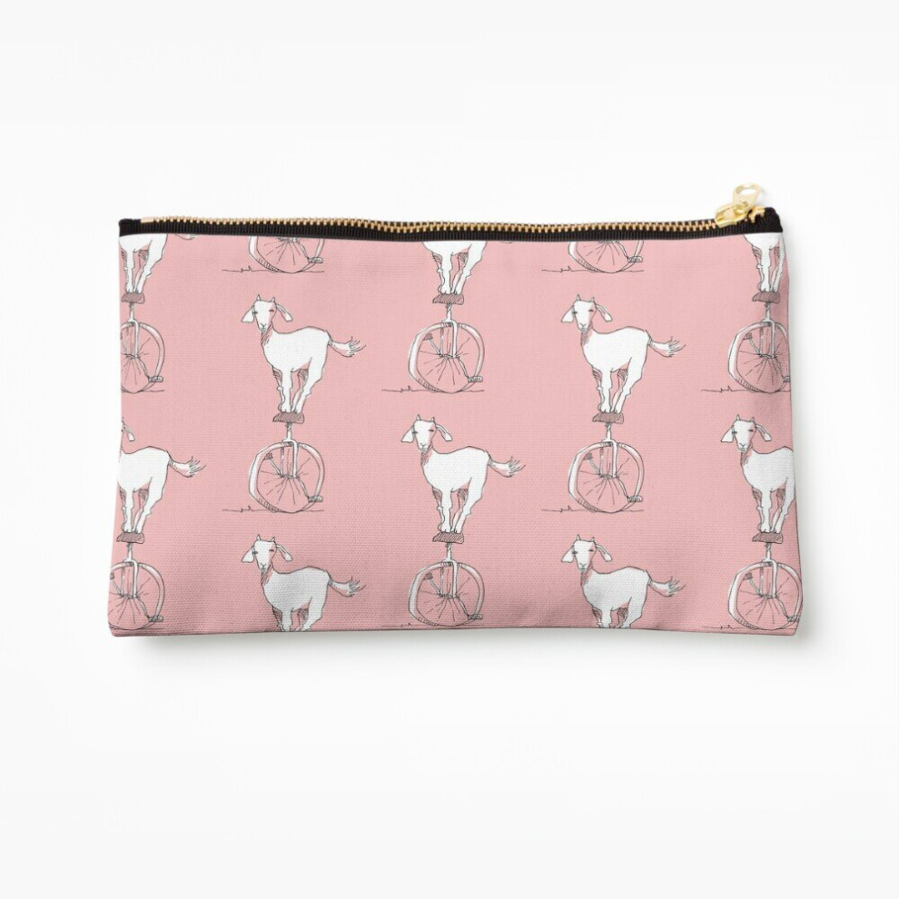 Whibos Makeup Bag Goat On A Unicycle Cosmetic Organizer Tyvek Paper Bags Zipper Pouch