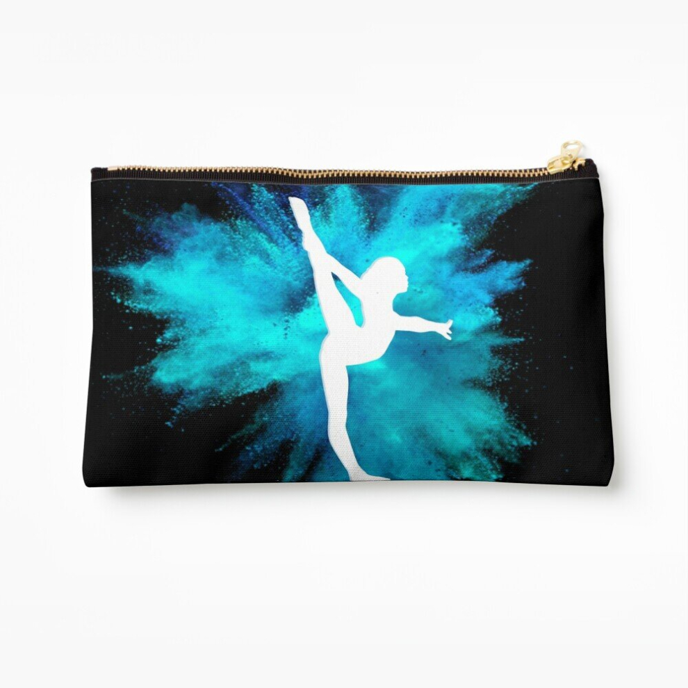 Whibos Blue/Black Makeup Bag Gymnast Silhouette - Explosion (On Black) Cosmetic Organizer Tyvek Paper Bags Zipper Pouch