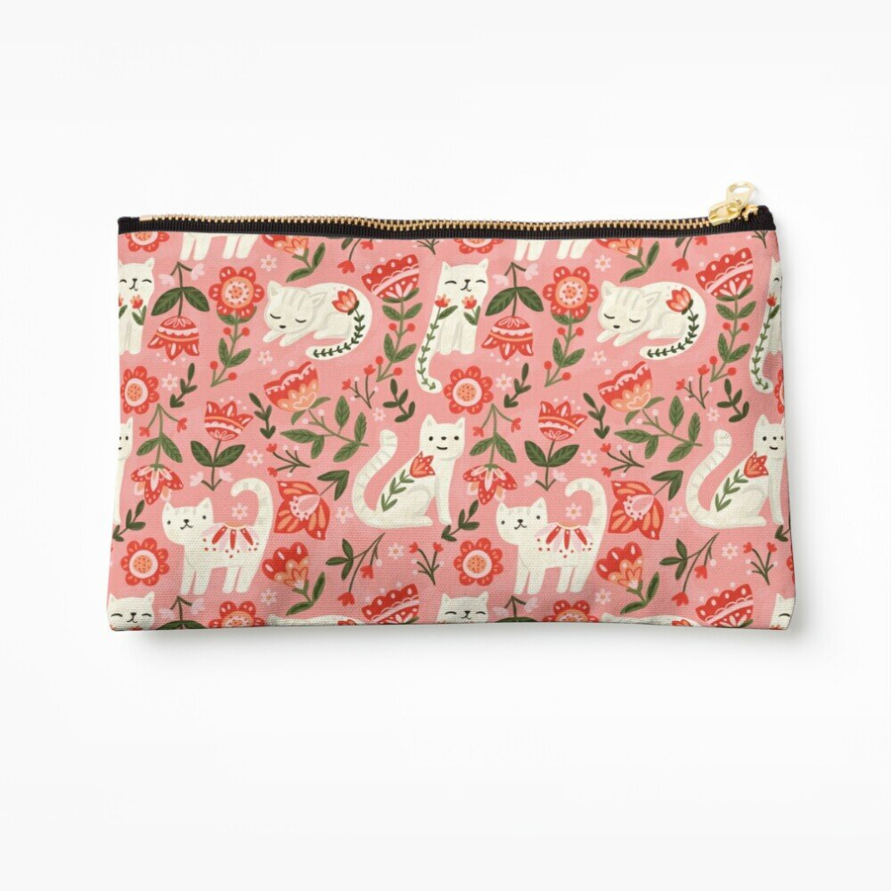 Whibos Makeup Bag Folk Cat Pattern Cosmetic Organizer Tyvek Paper Bags Zipper Pouch