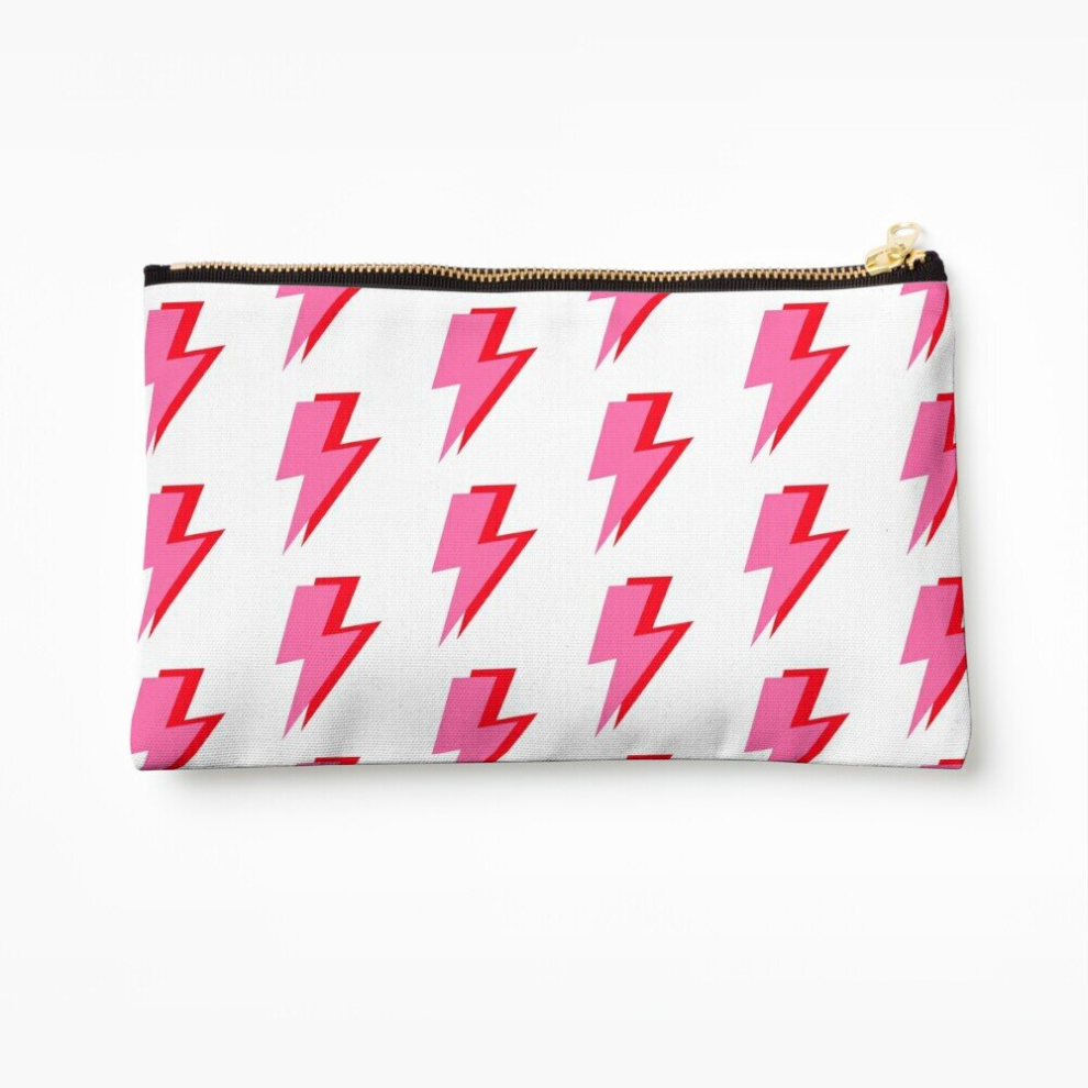 Whibos Pink/Red Makeup Bag And Lightning Cosmetic Organizer Tyvek Paper Bags Zipper Pouch