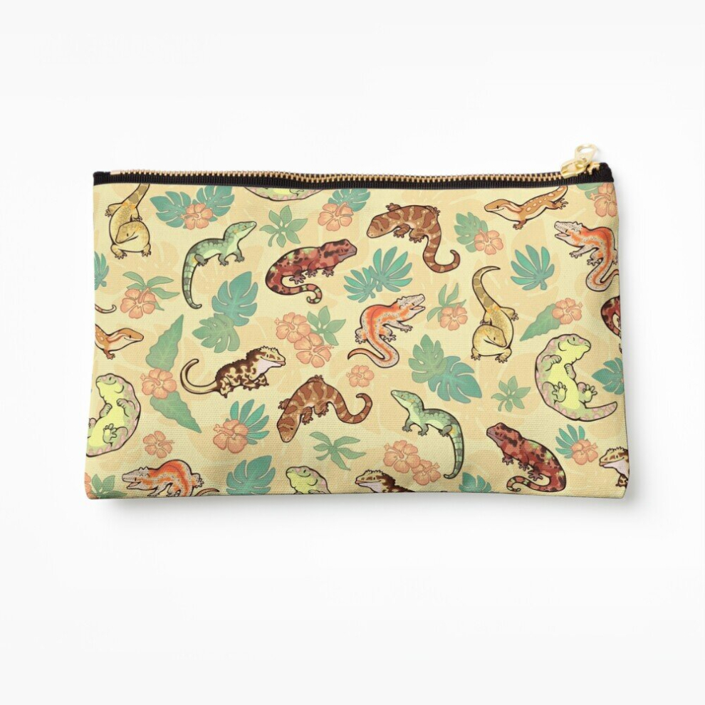Whibos Yellow Makeup Bag Gecko Family In Cosmetic Organizer Tyvek Paper Bags Zipper Pouch
