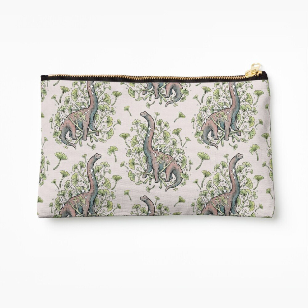 Whibos Makeup Bag Brachio Ginkgo Calm Color Palette Dinosaur Botanical Art Cosmetic Organizer Tyvek Paper Bags Zipper Pouch