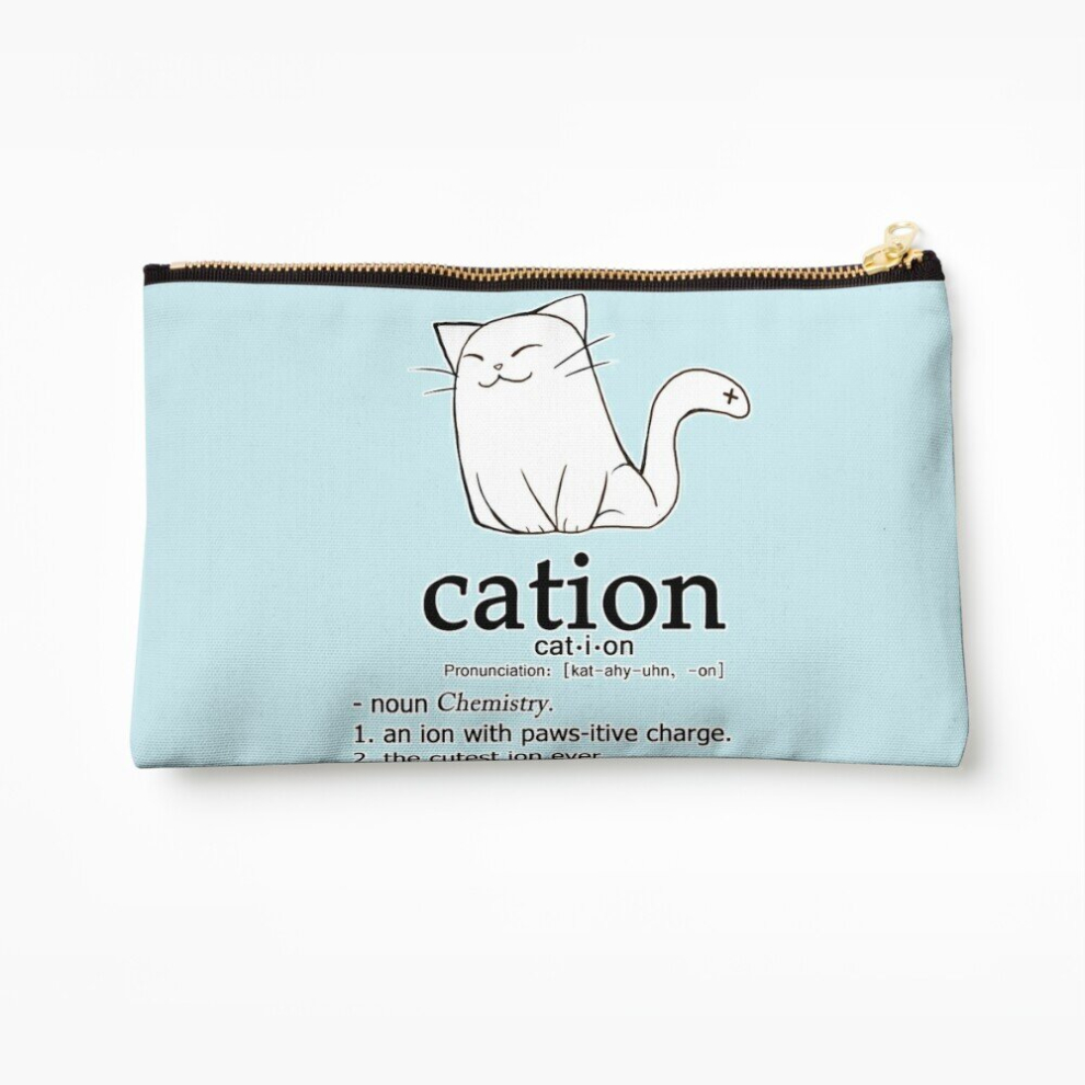 Whibos Makeup Bag Cat-Ion Science Puns Cosmetic Organizer Tyvek Paper Bags Zipper Pouch